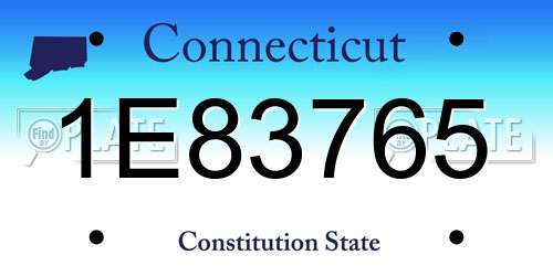 1E83765 Connecticut License Plate