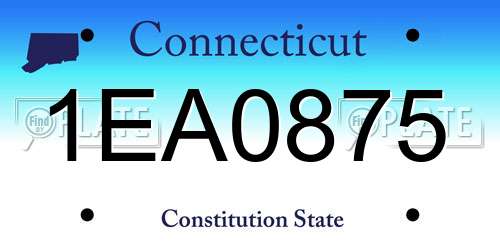 1EA0875 Connecticut License Plate