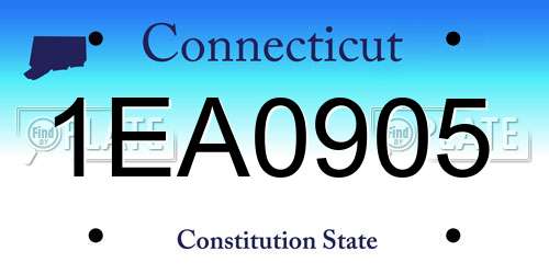 1EA0905 Connecticut License Plate