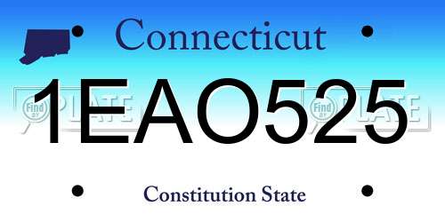 1EAO525 Connecticut License Plate
