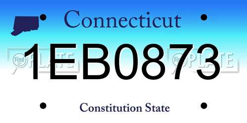 1EB0873 Connecticut License Plate