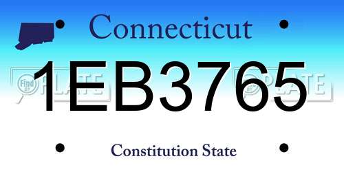 1EB3765 Connecticut License Plate