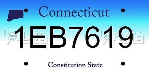1EB7619 Connecticut License Plate