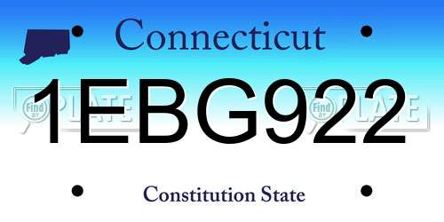 1EBG922 Connecticut License Plate