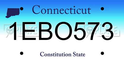 1EBO573 Connecticut License Plate