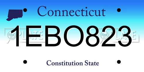 1EBO823 Connecticut License Plate