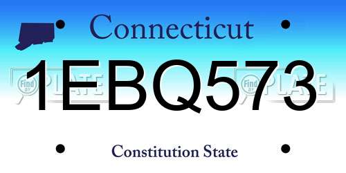 1EBQ573 Connecticut License Plate