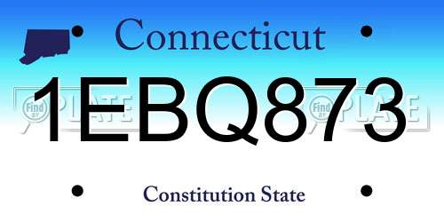 1EBQ873 Connecticut License Plate