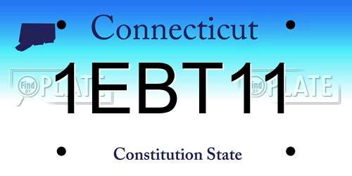 1EBT11 Connecticut License Plate