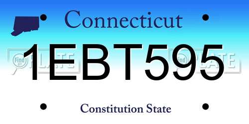 1EBT595 Connecticut License Plate