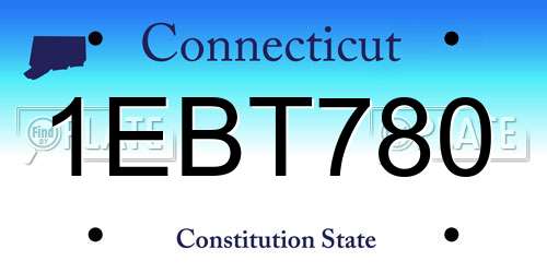 1EBT780 Connecticut License Plate