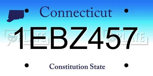1EBZ457 Connecticut License Plate