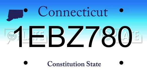 1EBZ780 Connecticut License Plate