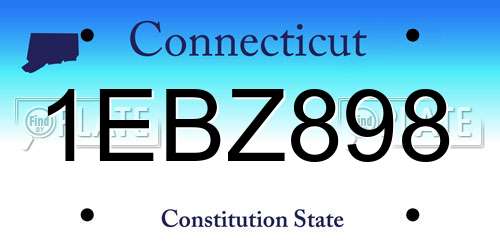 1EBZ898 Connecticut License Plate