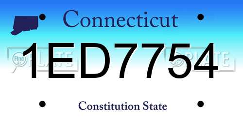 1ED7754 Connecticut License Plate