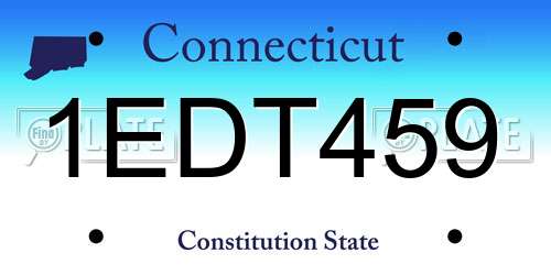 1EDT459 Connecticut License Plate