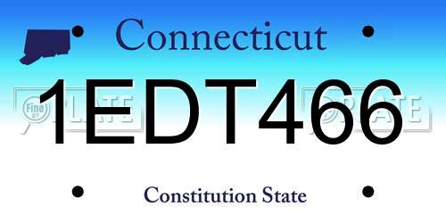 1EDT466 Connecticut License Plate