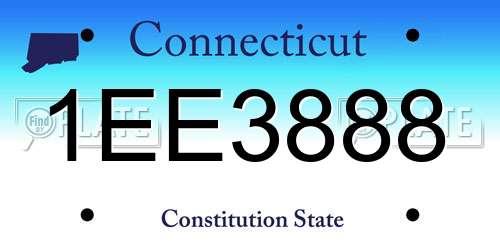 1EE3888 Connecticut License Plate
