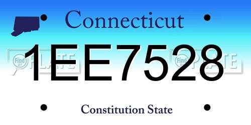 1EE7528 Connecticut License Plate