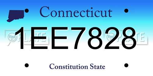 1EE7828 Connecticut License Plate
