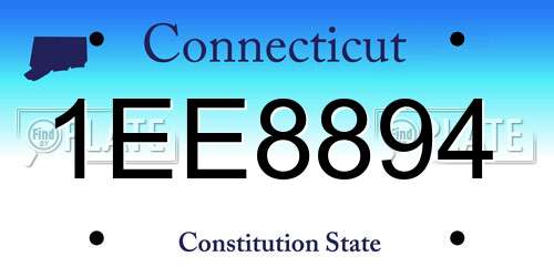 1EE8894 Connecticut License Plate