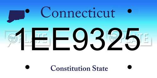 1EE9325 Connecticut License Plate