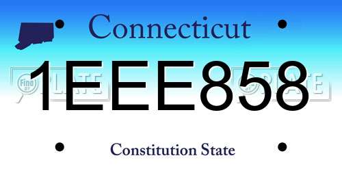1EEE858 Connecticut License Plate