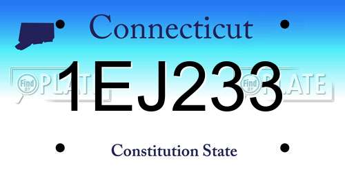 1EJ233 Connecticut License Plate