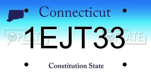 1EJT33 Connecticut License Plate
