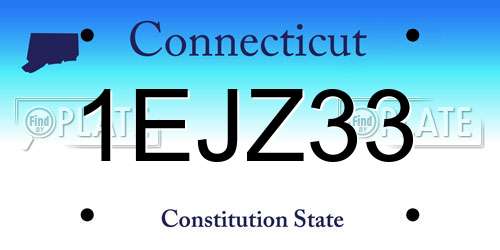 1EJZ33 Connecticut License Plate