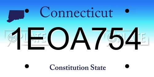 1EOA754 Connecticut License Plate