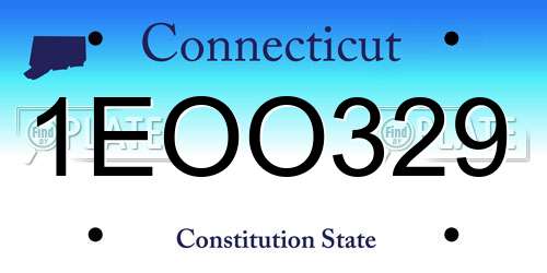 1EOO329 Connecticut License Plate