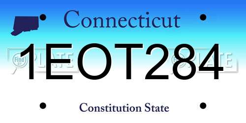 1EOT284 Connecticut License Plate