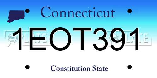 1EOT391 Connecticut License Plate