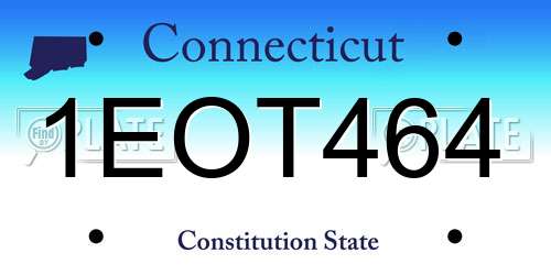 1EOT464 Connecticut License Plate