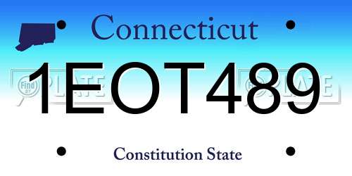 1EOT489 Connecticut License Plate