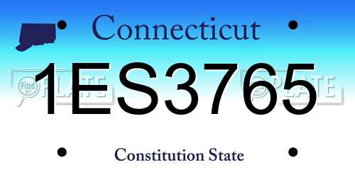 1ES3765 Connecticut License Plate