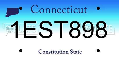 1EST898 Connecticut License Plate