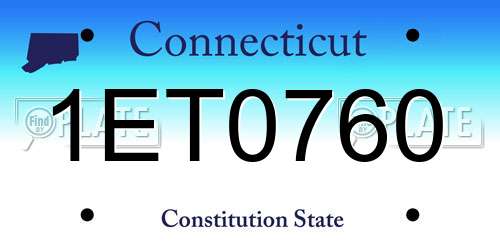 1ET0760 Connecticut License Plate