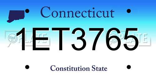 1ET3765 Connecticut License Plate