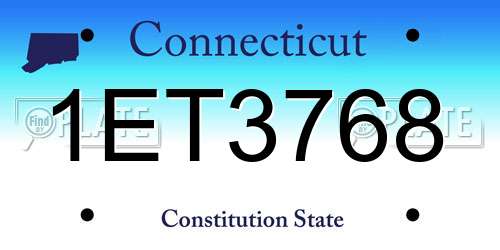 1ET3768 Connecticut License Plate