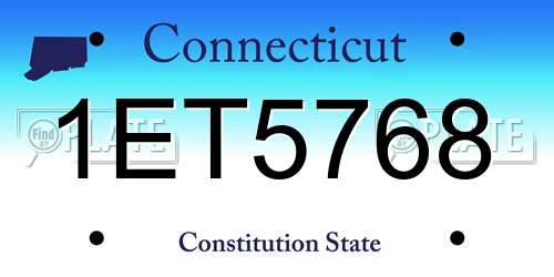 1ET5768 Connecticut License Plate