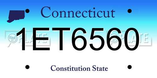 1ET6560 Connecticut License Plate