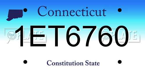 1ET6760 Connecticut License Plate