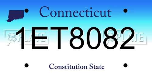 1ET8082 Connecticut License Plate