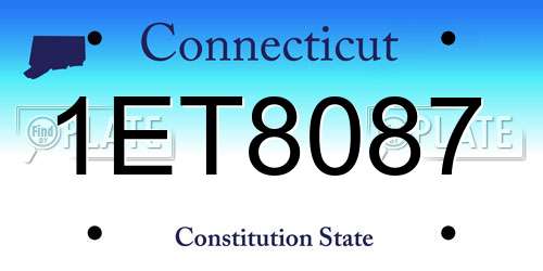 1ET8087 Connecticut License Plate