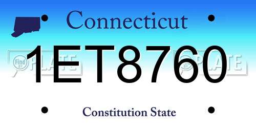 1ET8760 Connecticut License Plate