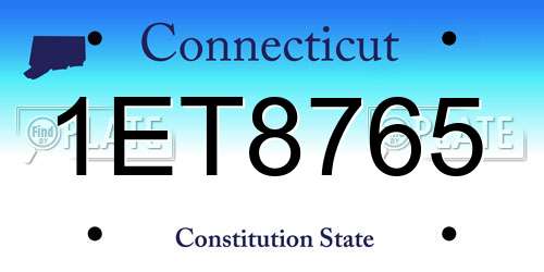 1ET8765 Connecticut License Plate