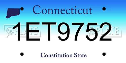 1ET9752 Connecticut License Plate