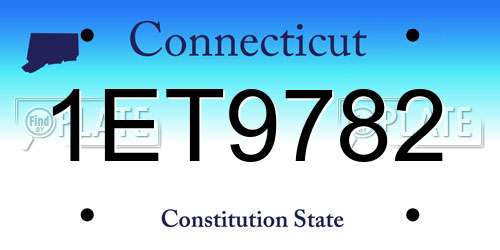 1ET9782 Connecticut License Plate